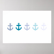 Nautical Blue Anchor poster - white
