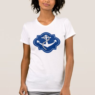 Nautical Blue Anchor Silhouette Tee Shirt