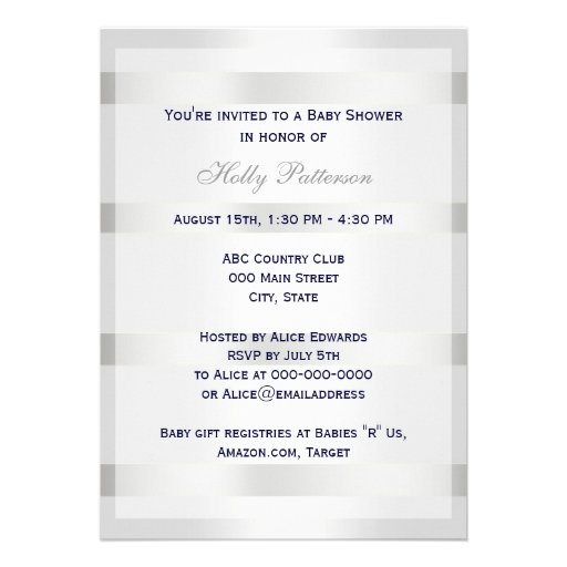Nautical Blue Anchor Silver Wt BG V Baby Shower Personalized Invites