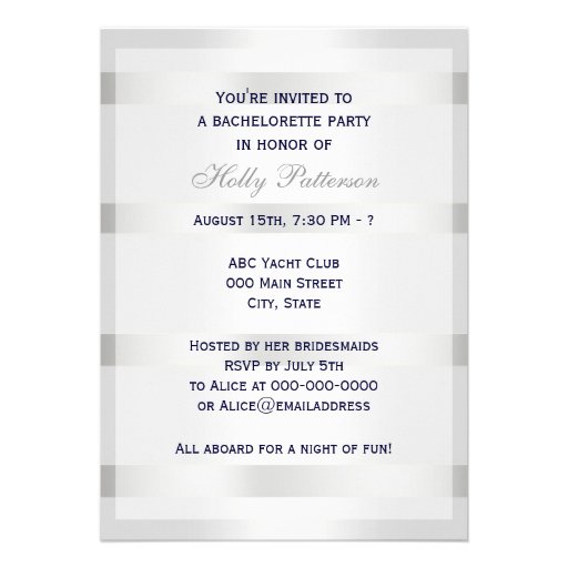 Nautical Blue Anchor Silver Wt BG V Bachelorette Personalized Invite