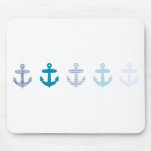 Nautical Blue Anchors Design Mouse Pad