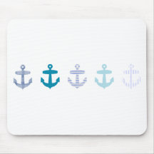 Nautical Blue Anchors Design Mouse Pad