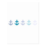 Nautical Blue Anchors Design Post Card