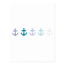 Nautical Blue Anchors Design Post Card