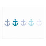 Nautical Blue Anchors Design Post Cards