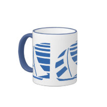 Nautical Blue and White Sailboat Coffee Mug