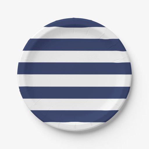 Nautical Blue And White Striped Paper Plate Zazzle