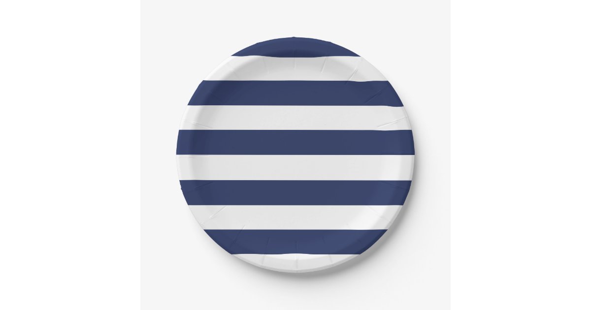 Nautical Blue And White Striped Paper Plate Zazzle