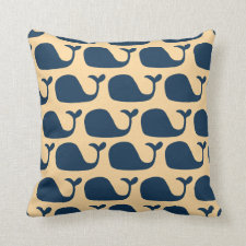 Nautical Blue Ocean Whale Pillow