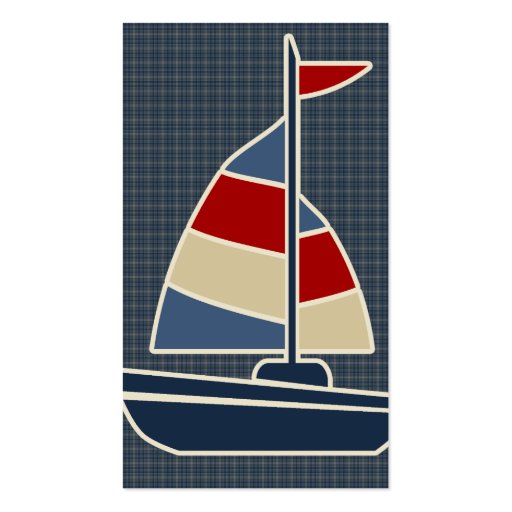 Nautical Blue, Red, Cream Sailboat Custom Business Card Template (back side)