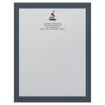 Nautical Blue, Red, Cream Sailboat Custom Custom Letterhead