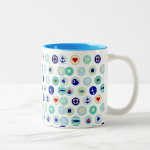 Nautical Blue Sailor Pattern Coffee Mugs
