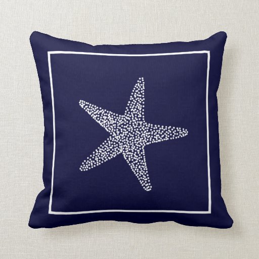 Nautical Blue Starfish Throw Pillow Zazzle