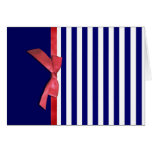 Nautical blue stripes & red ribbon bow graphic cards