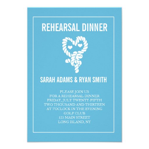 Nautical Blue Wedding Rehearsal Dinner Invitations