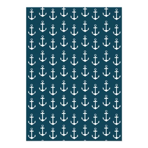 Nautical Blue & White Anchors Boys Baby Shower Personalized Invites
