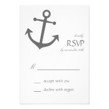 Nautical Boat Anchor RSVP Cards (Dark Gray) Custom Invite