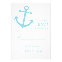 Nautical Boat Anchor RSVP Cards (Pale Blue) Personalized Invitation