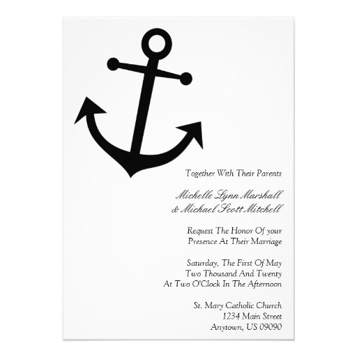 Nautical Boat Anchor Wedding Invitations (Black)