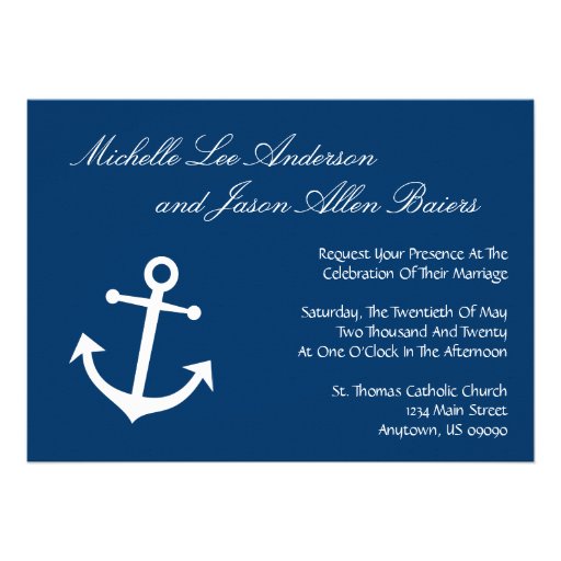 Nautical Boat Anchor Wedding Invitations (Navy)