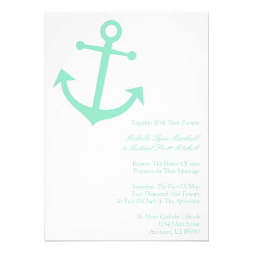 Nautical Boat Anchor Wedding Invites (Pale Green)