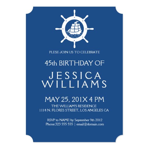 Nautical Boat Wheel Birthday Party Invitation Zazzle