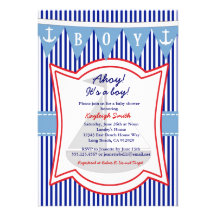 Nautical Boy Baby Shower Invitation sailing Anchor