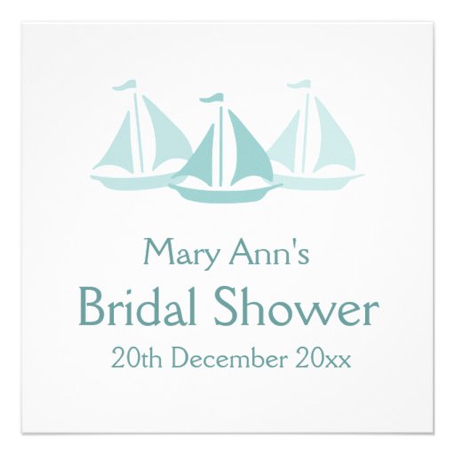 Nautical Bridal Shower Blue Boats Invitation