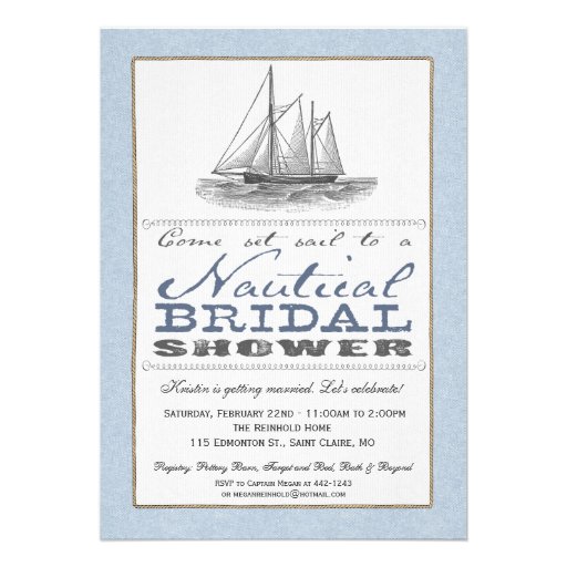 Nautical Bridal Shower Invitation (front side)
