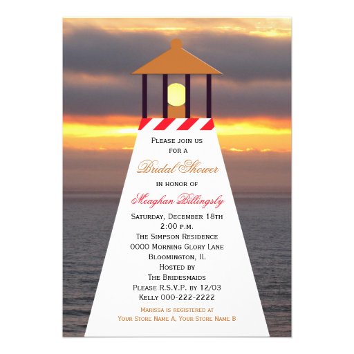 Nautical Bridal Shower Invitations - Lighthouse