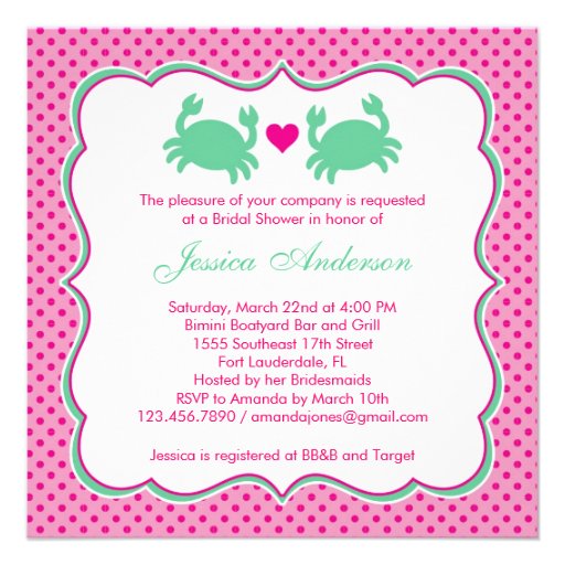 Nautical Bridal Shower Pink/Green Invitation