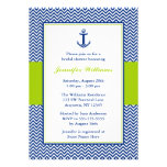 Nautical Chevron Anchor Blue Green Bridal Shower Invite