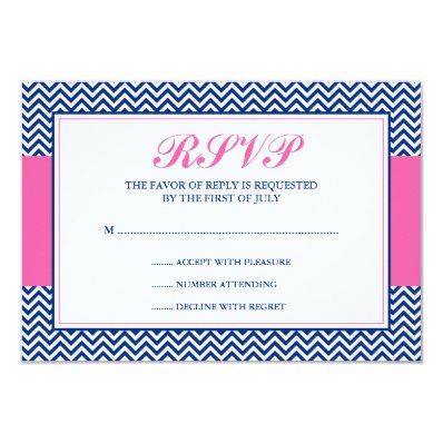 Nautical Chevron Anchor Blue Pink Response Card Personalized Invite