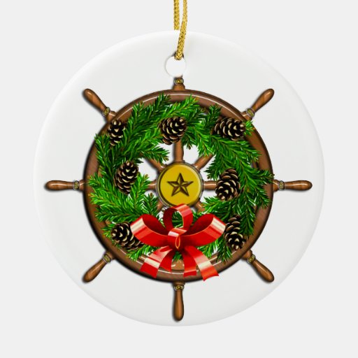 nautical christmas ships wheel double sided ceramic round nautical christmas ships wheel double sided ceramic round