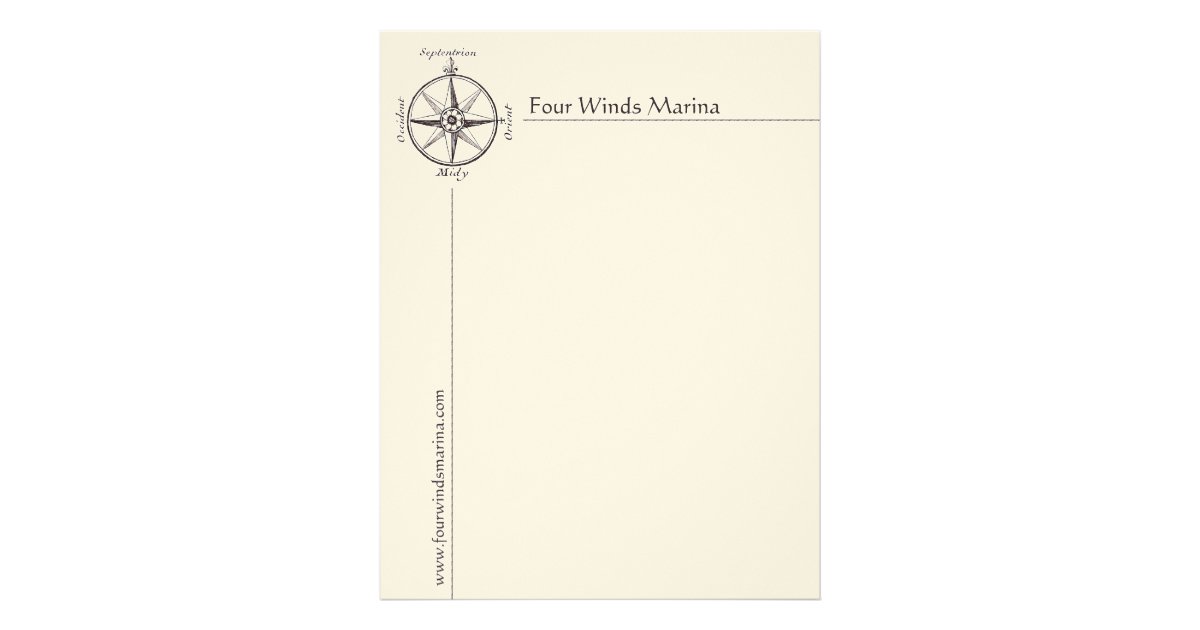 Nautical Compass Letterhead for Marina, Yacht Club Zazzle