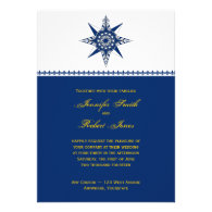 Nautical Compass Navy Yellow Wedding Invitation