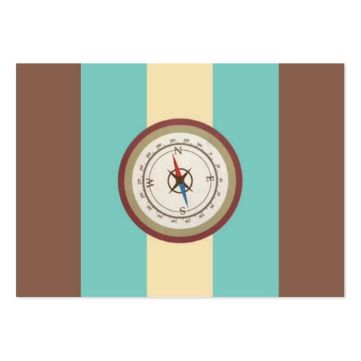 Nautical Compass On Vintage Retro Blue Cream Brown Business Cards (front side)
