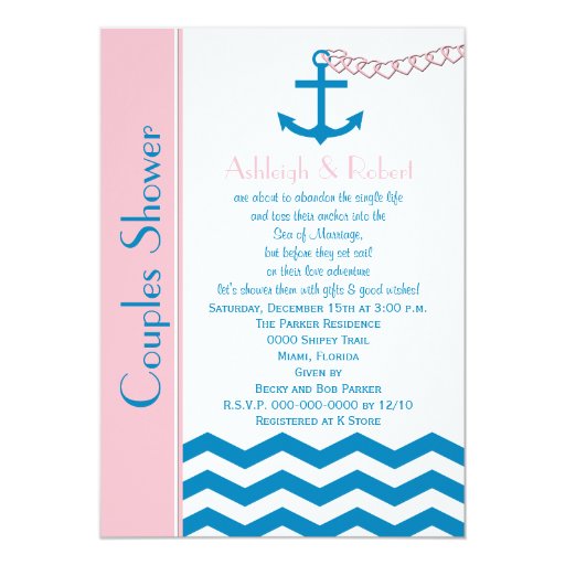 Nautical Couples Coed Wedding Shower Invitation Zazzle