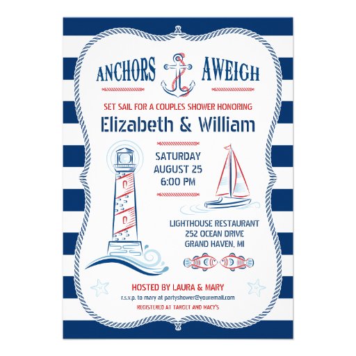 Nautical Couples Shower Invitation (front side)