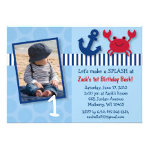 Nautical Crab Birthday Invitations
