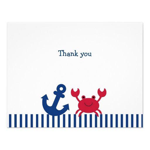 Nautical Crab Flat Thank You Note Cards (front side)