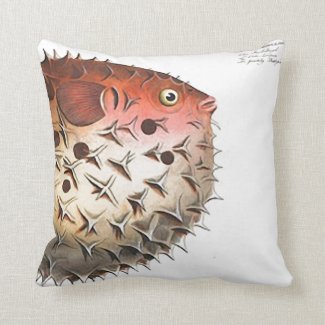 Nautical Design Puffer Fish 20" Throw Pillow Decor
