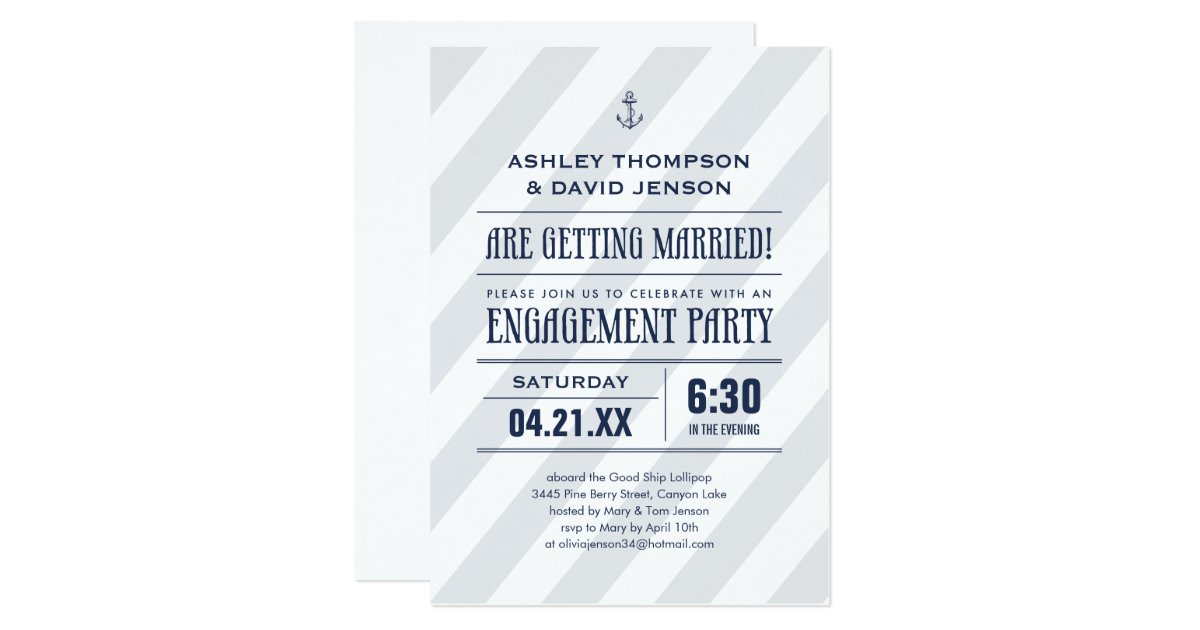 Nautical Engagement Party invitations | Zazzle