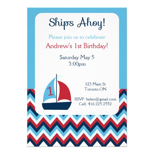 Nautical First Birthday Invitation