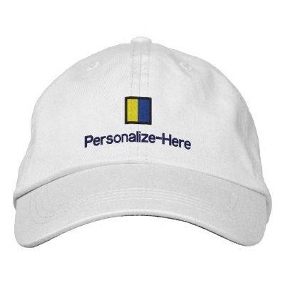 Nautical Flag "K" Personalized Boater's Hat Embroidered Hat Nautical Flag "K" Personalized Boater's Hat Embroidered Hat