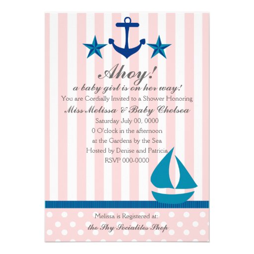Nautical Girl Announcement (front side)