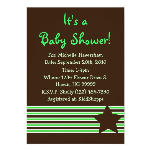 Nautical Green and Brown Baby Shower Invitation from Zazzle.com