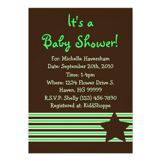 Nautical Green and Brown Baby Shower Invitation (front side)