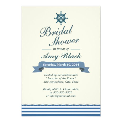 Nautical Helm Wheel Bridal Shower Invitations (front side)
