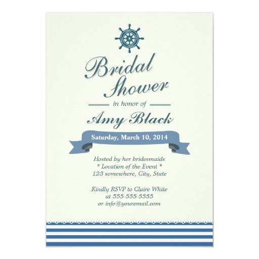 Nautical Helm Wheel Bridal Shower Invitations | Zazzle